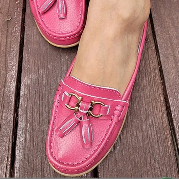 ๐ธ Hot Pink Leather Loafer Slide ๐ธ - Picture 10 of 14